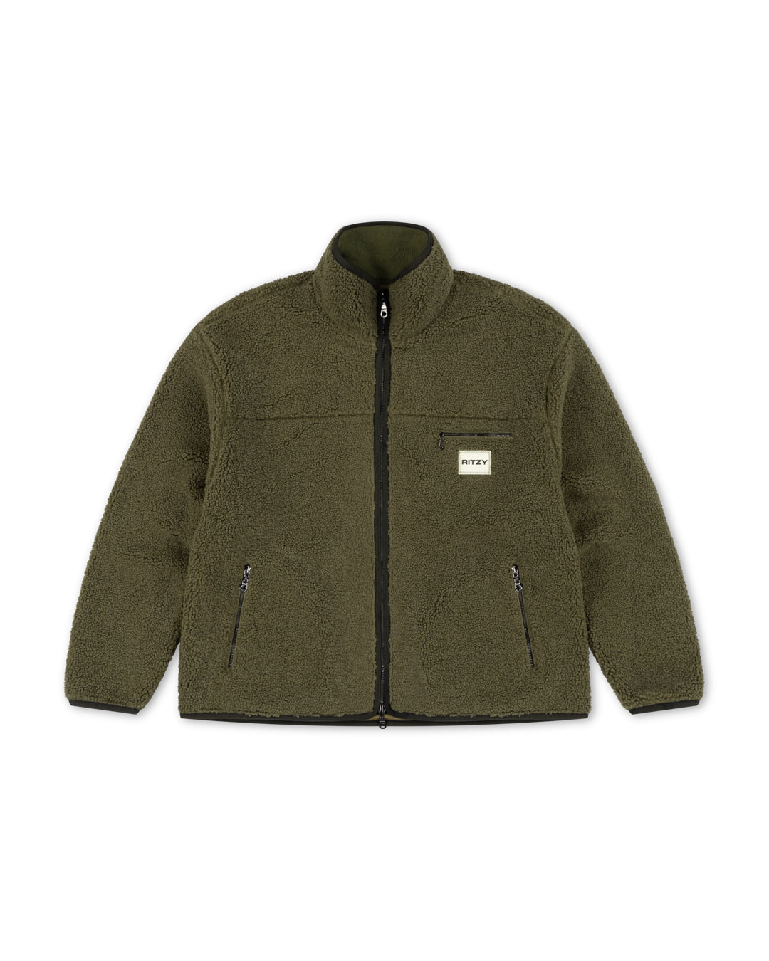 Deep Pile Fleece Jacket - Military Green – Ritzy Lifestyle