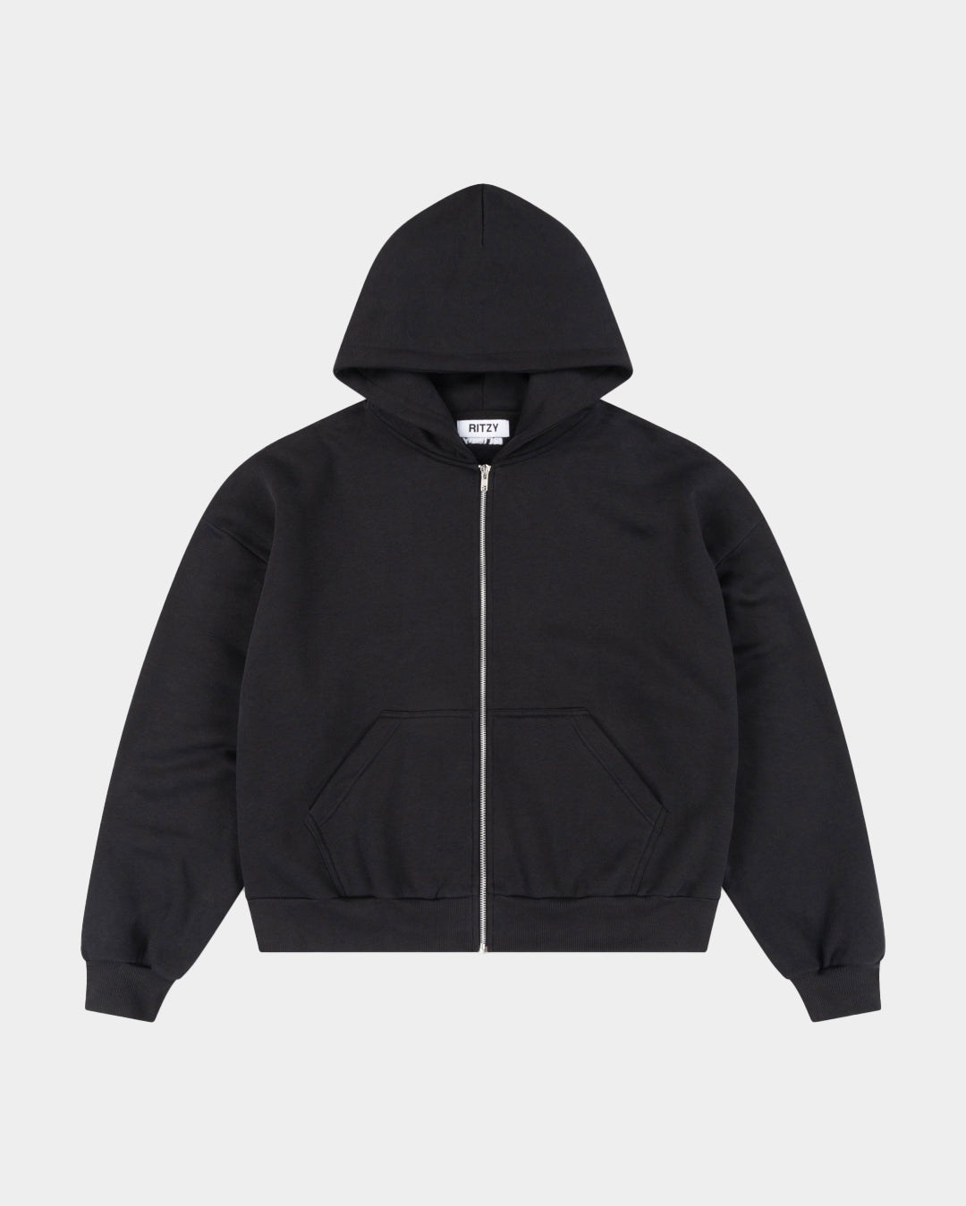 Everyday Boxy Zip Hoodie - Black - Ritzy Lifestyle