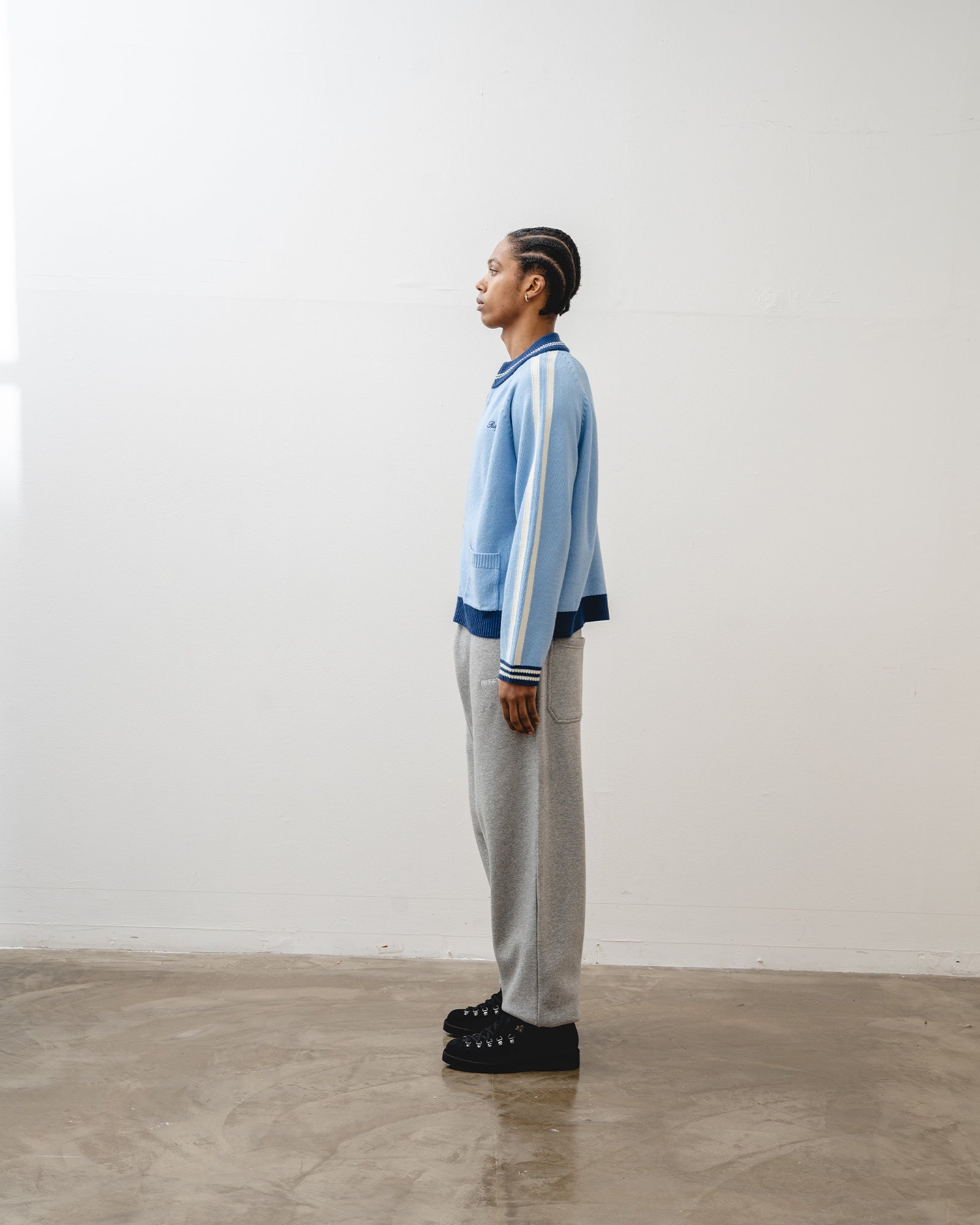 Knit Track Jacket - Powder Blue - Ritzy Lifestyle