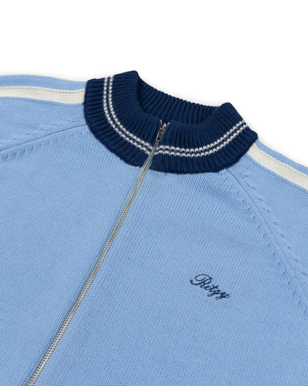 Knit Track Jacket - Powder Blue - Ritzy Lifestyle